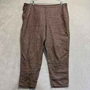 J.Jill Love Linen Women's Beechnut Slim Leg Ankle Pull On Pants Size XL Petite